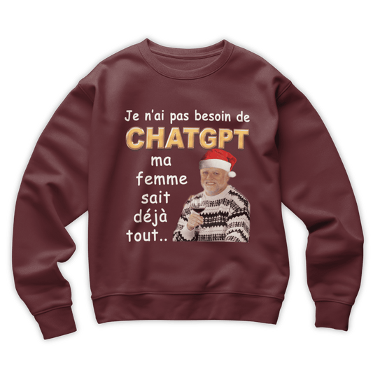 Pull moche Noël "Chat gpt"