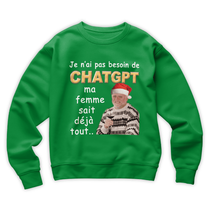 Pull moche Noël "Chat gpt"