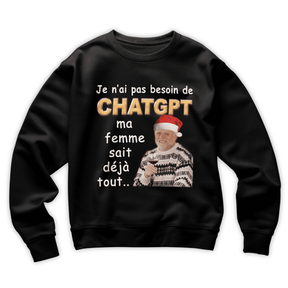 Pull moche Noël "Chat gpt"