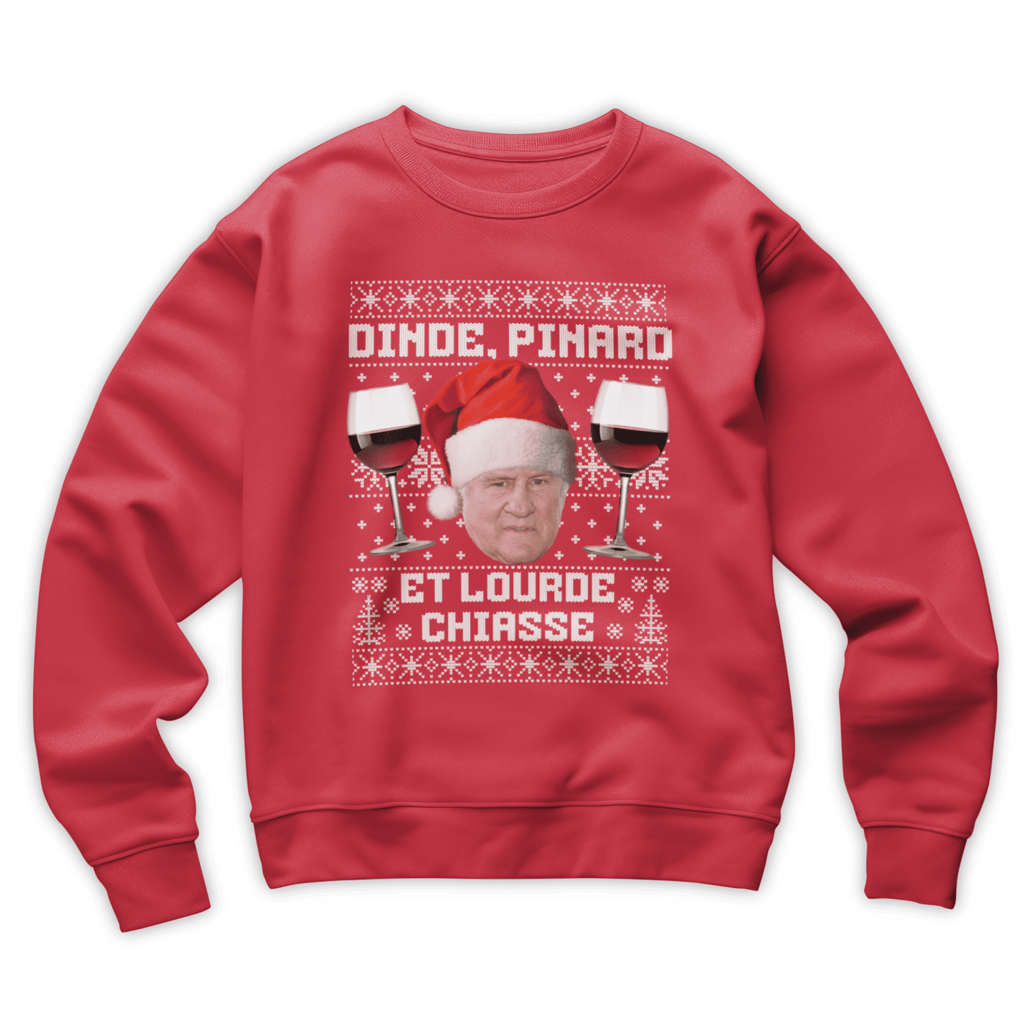 Pull moche Noël "Dinde, Pinard et lourde chiasse"
