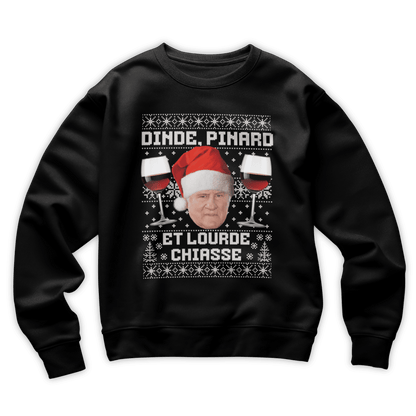 Pull moche Noël "Dinde, Pinard et lourde chiasse"